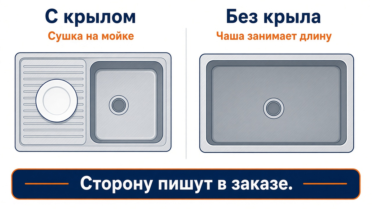 Мойка с крылом или без: что выбрать для кухни?.